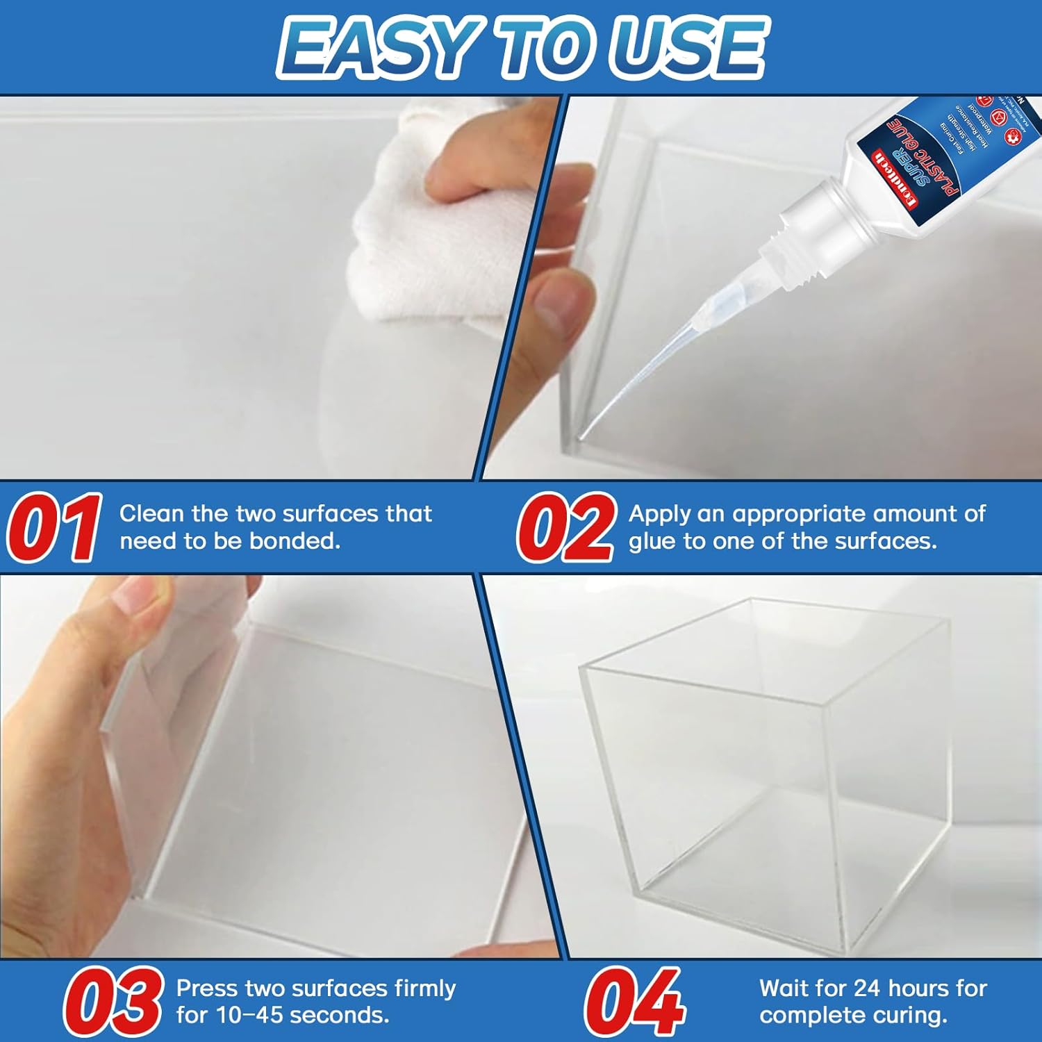 Plastic Glue 30 g*2, Super Glue for Plastic, Strong Clear Adhesive for Miniatures, Model, PLA, 3D Printing, Acrylic, PVC, Waterproof, Heat-Resistant (Clear, 30 Grams * 2 Pack, Plastic Glue)