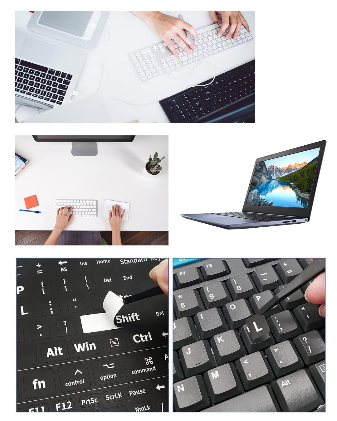 Adesivi Per Tastiera Russa - Set 6 Pezzi (3 Neri, 3 Bianchi) In PVC