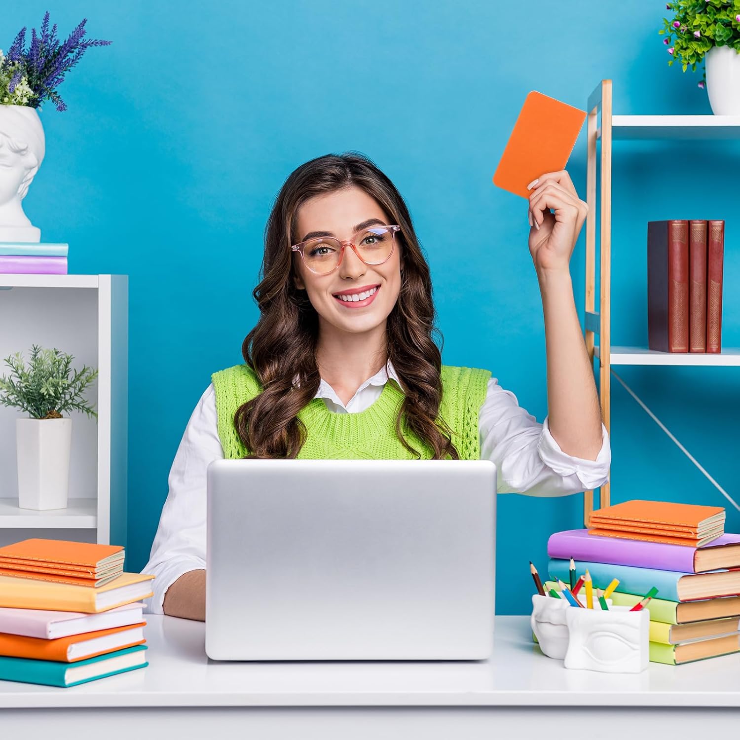 Harloon 100 Pack Mini Notebook Bulk 4 x 2.5 Inches Small Pocket Notepad Blank Lined Wallet Memos Journal Employee Appreciation Gifts for Coworker Staff Team Teacher Office School, 60 Pages(Orange)