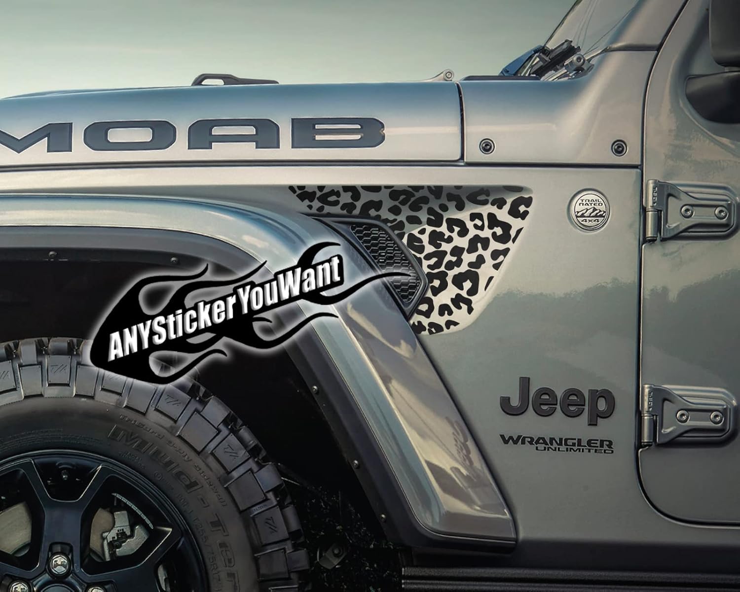AnyStickerYouWant - Fender Vent Vinyl Decal Sticker Fits & Compatible with Jeep Wrangler JL/Jeep Gladiator JT 2018+ Cheetah/Leopard Print (Any Color You Want)