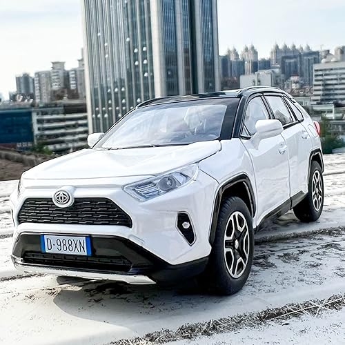 Miniatura 6 de Modelo de Coche 132 RAV4 Aleación Fundida a Presión Coche de Juguete Coleccionable con Luz y Sonido Vehículo de Juguete Puerta Se Puede Abrir para