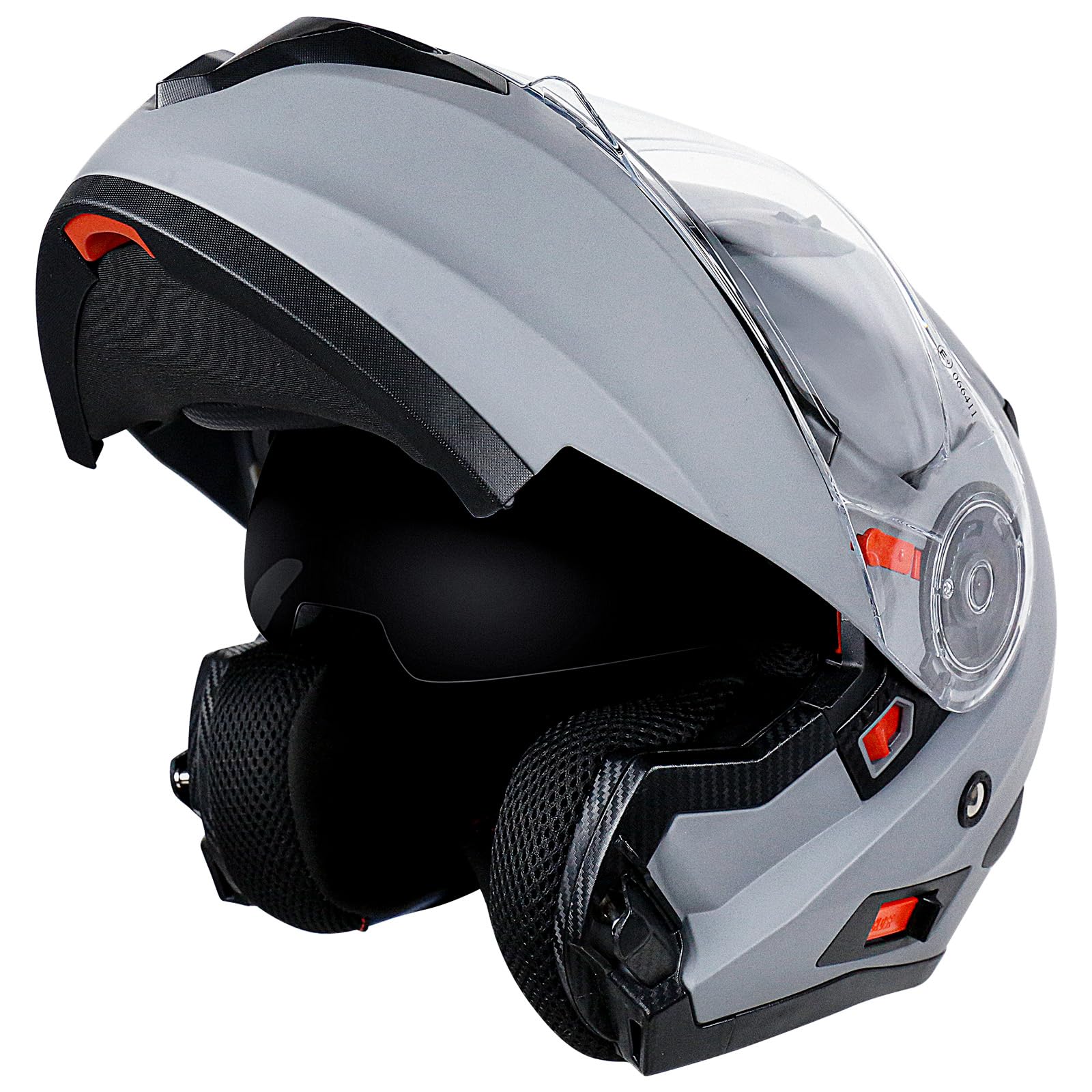 Helm Motorrad, Motorradhelm Zertifiziert nach ECE 22.06, Klapphelm Motorrad Herren, Schwarzer und Grauer Helm