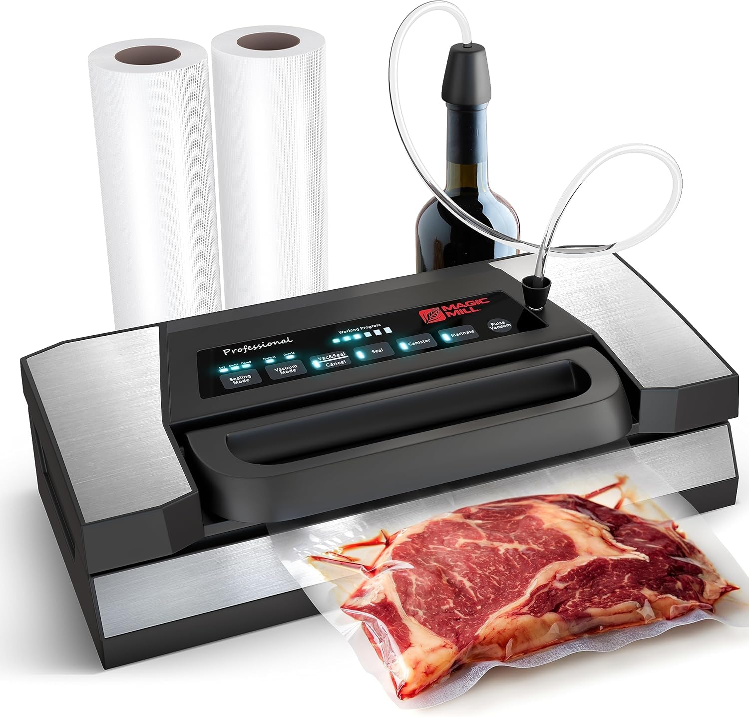 Magic Mill Pro Vacuum Sealer With Patent Easy-Lock Handle And Automatic Sealing for Dry or Wet Food