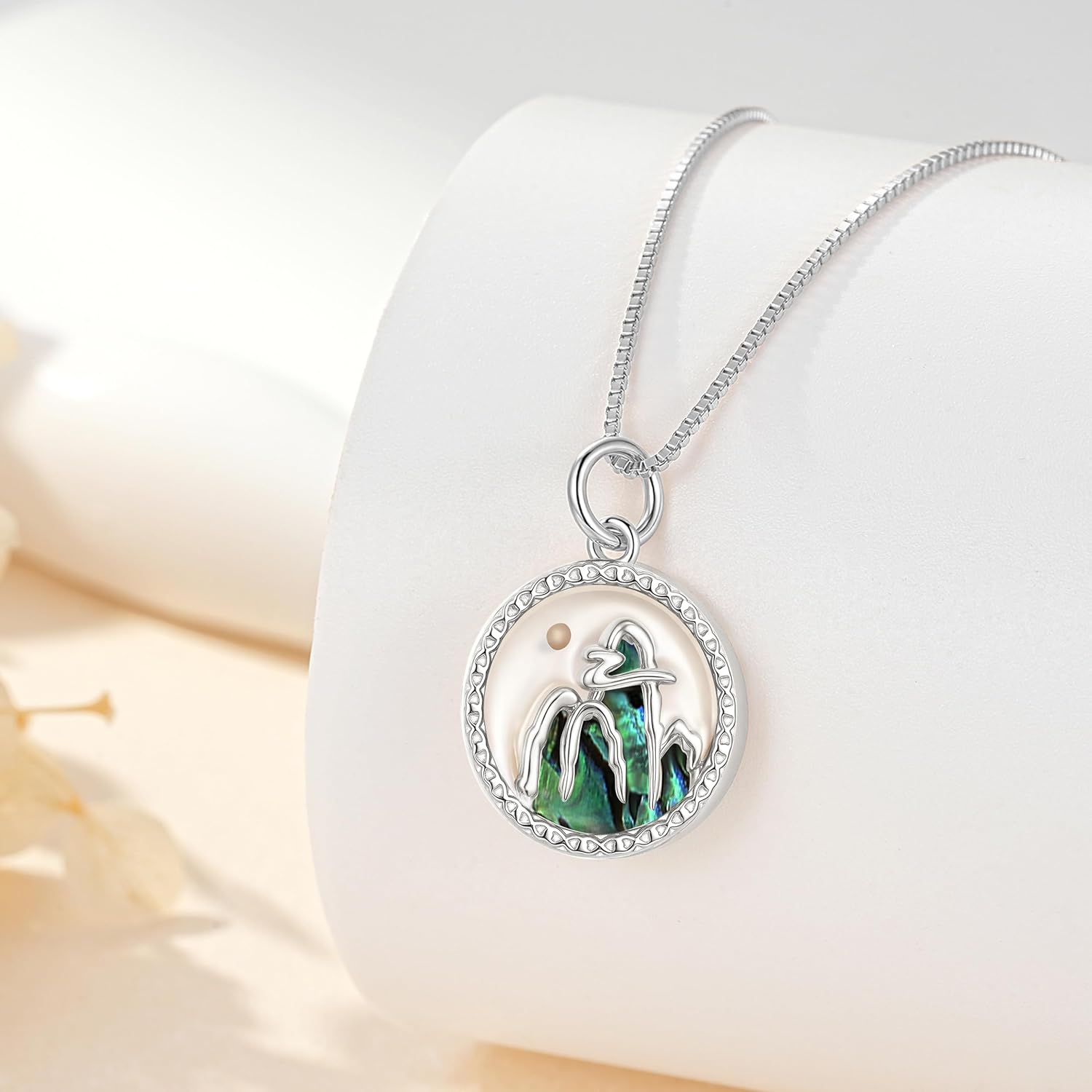 Mustard Seed Necklace- 925 Sterling Silver/Gold Faith Necklacec for Women Her Round Pendant with Mountain Design Inspirational Religious Christian Jewelry Gifts - Image 2