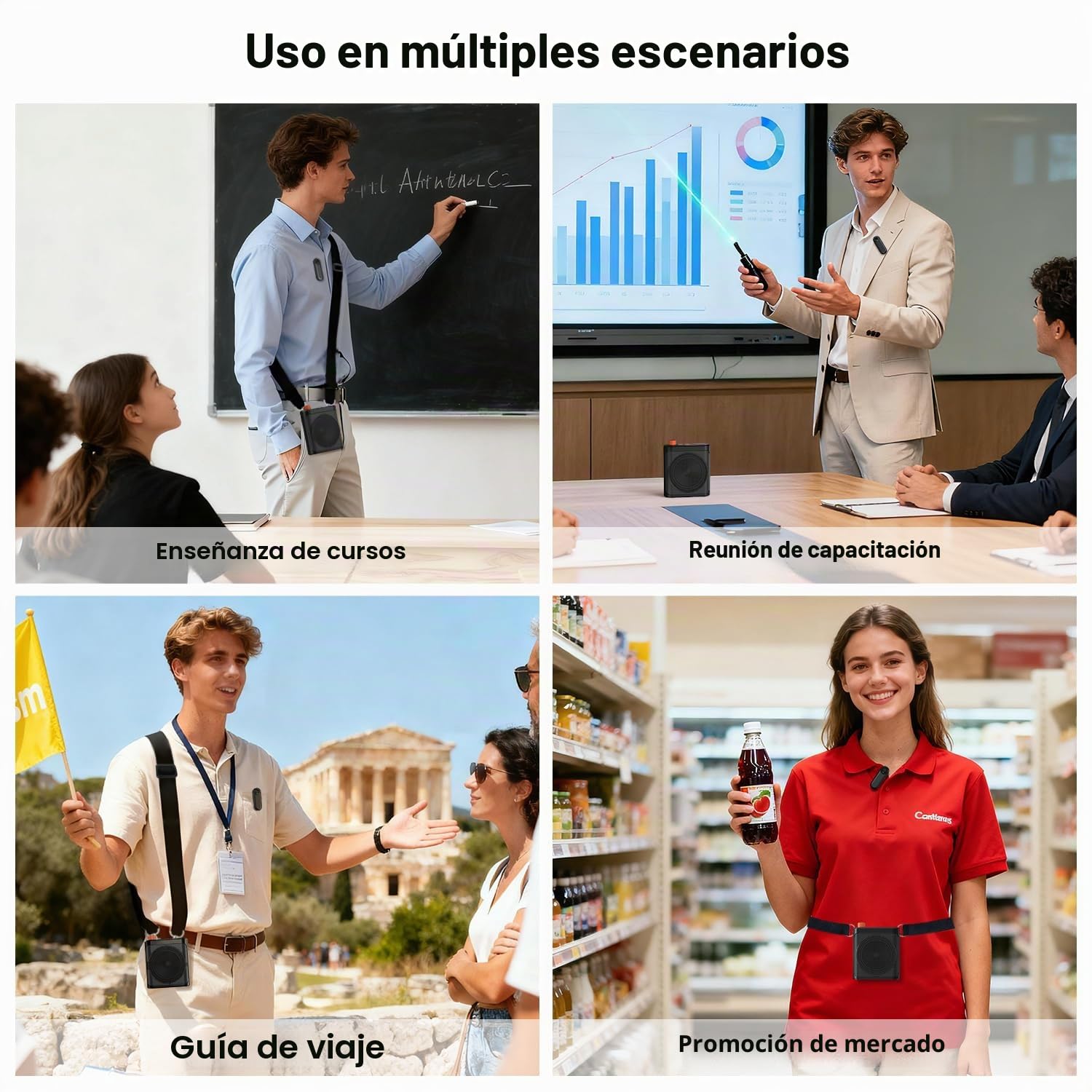 yAyusi Amplificador de Voz para Profesores con Micrófono Solapa Magnético, Mini Micrófono Portátil Manos Libres y Altavoz con Cordón, Micrófonos Recargables Profesores para Aulas/Reuniones/Discursos