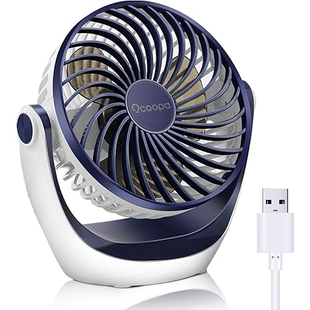 USB Fan, OCOOPA USB Desk Fan Table Fan with Strong Airflow & Quiet Operation, Portable Cooling Fan Speed Adjustable 360°Rotatable Head for Home Office Bedroom Table and Desktop (Dark Blue)