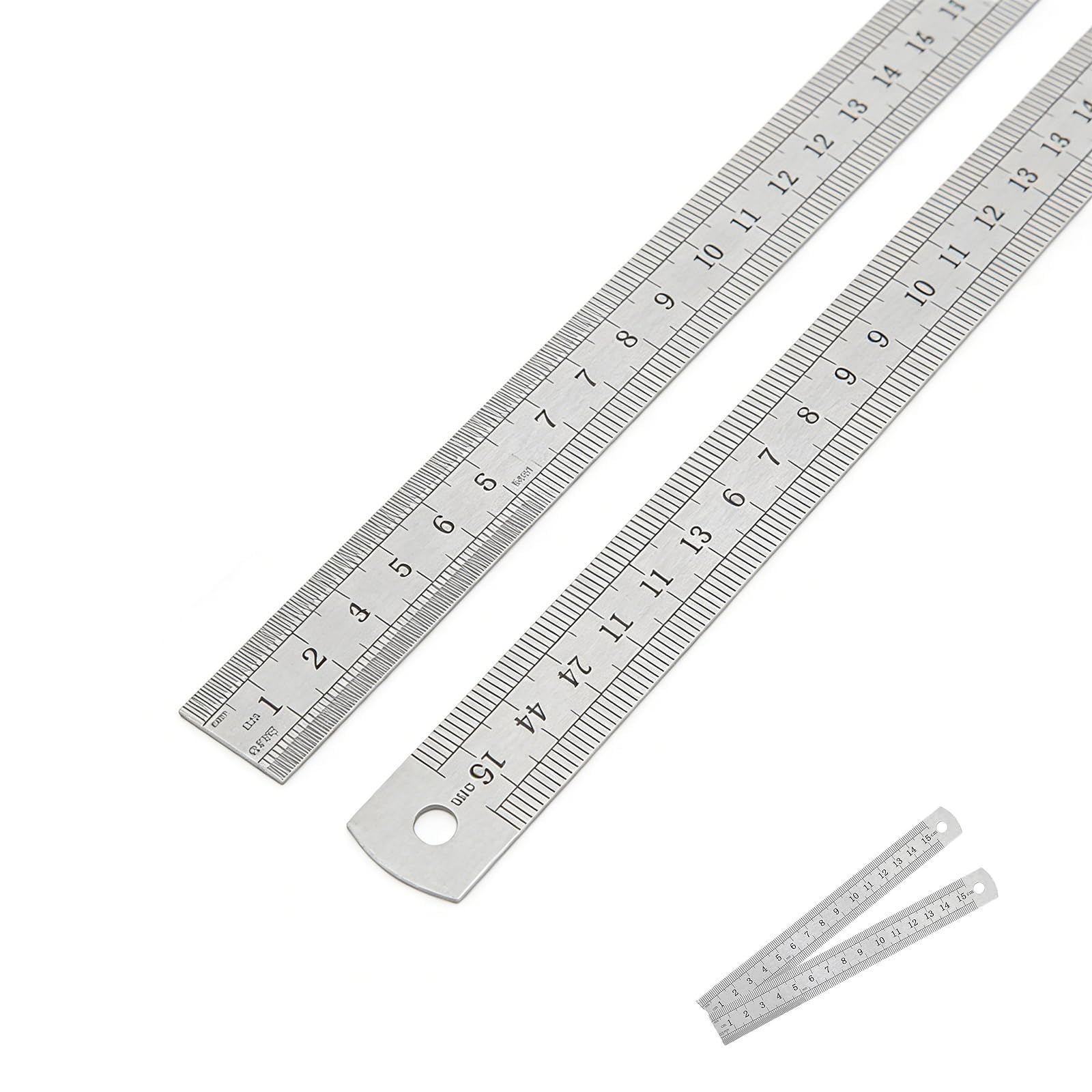 Stainless Steel Metal Ruler 30CM, Precision Metal Ruler 15CM, Measuring Tool with Metric Imperial Scale Straight Edge for School Office Drafting Architects Engineers