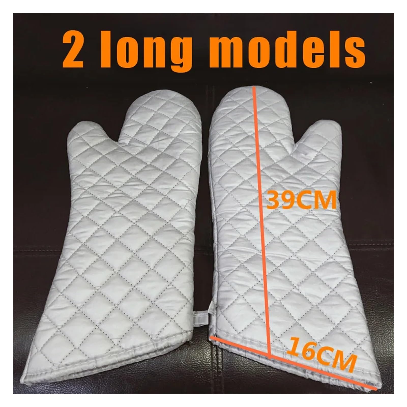 MRKU Guantes para Hornear y cocinar, 1 par, Resistentes al Calor, Largos, antiescaldaduras, de Tela Plateada.