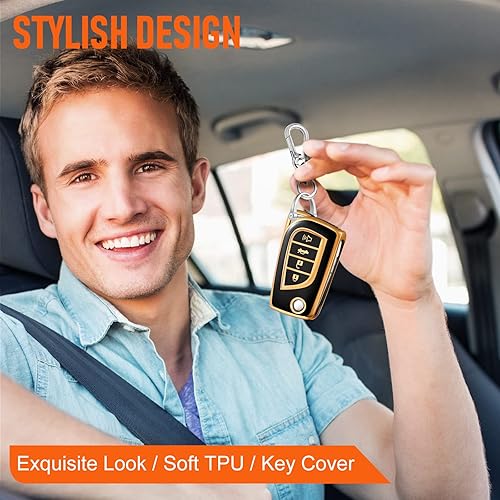 Miniatura 7 de Toykee Accesorios para llavero Toyota 2018-2022 Camry RAV4 Highlander Avalon C-HR Prius Corolla GT86 4 botones, funda de TPU+anillo en D + gancho