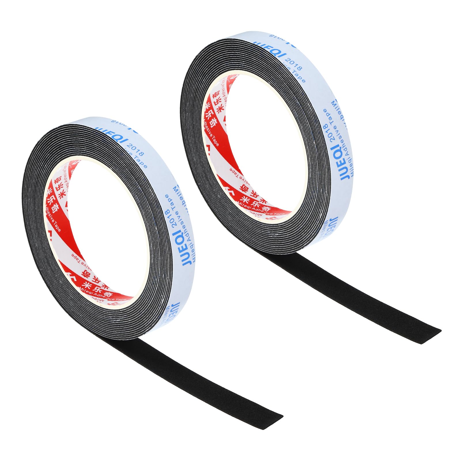 PATIKIL 5/8"W x 3/64"T x 16.4Ft EVA Single Sided Foam Tape, 2Pcs Multipurpose Sealing Strip Foam Waterproof Weather Stripping Foam Sealing Foam Strips with Adhesive for Door, Black