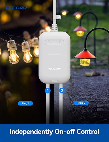 Miniatura 3 de ELEGRP PQR20 - Enchufe inteligente para exteriores, resistente al agua, IP66, enchufe WiFi con 2 enchufes individuales, compatible con Alexa y