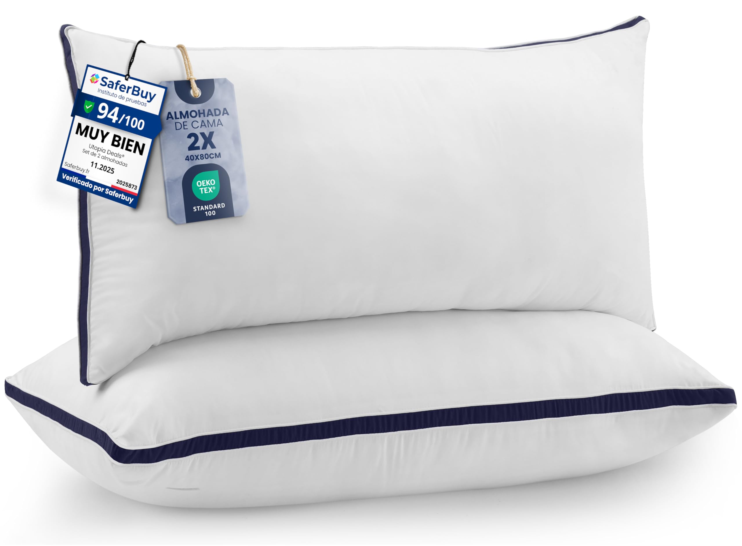 Utopia Bedding Almohadas (2 Unidades), 40 x 70 cm Tela de Microfibra con Relleno de poliéster 3D, Transpirable y Suave (Azul Marino) — view 14