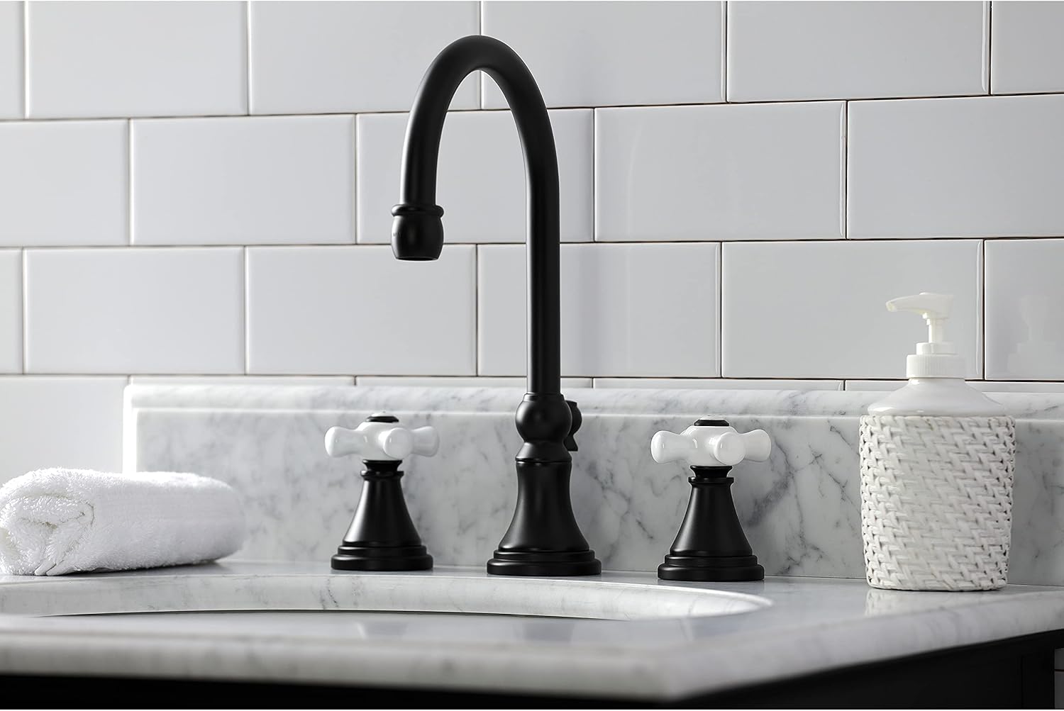 Kingston Brass KS2980PX Governor Widespread Bathroom Faucet, Matte Black