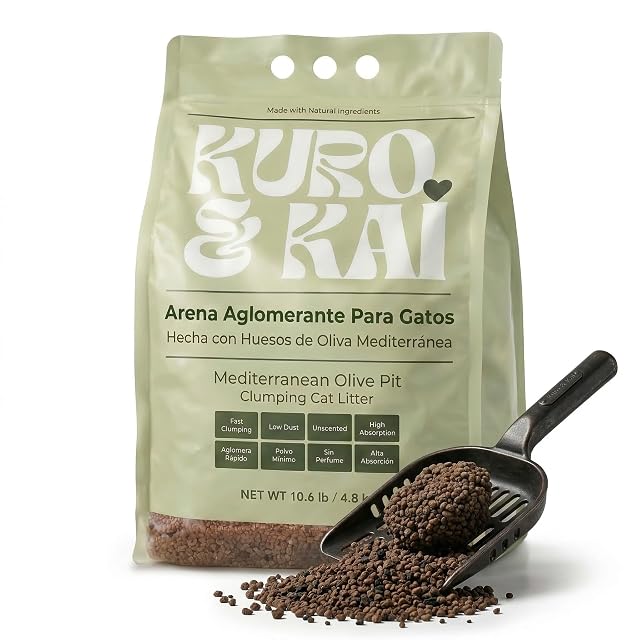 KURO & KAI Arena Natural para Gatos de Hueso de Oliva