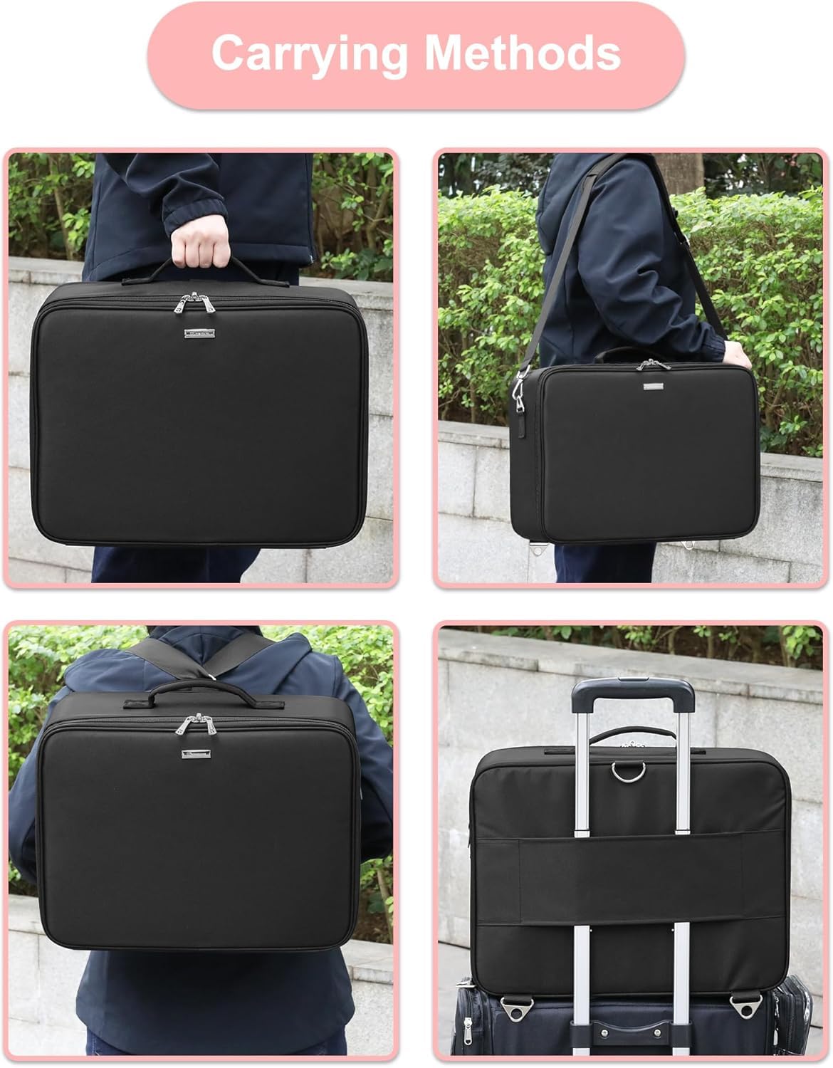 Relavel XXL Make-up-Koffer Professioneller Kosmetik-Organizer mit Pinselhalter 4 Taschen Lippenstift-Platte Schultergurt