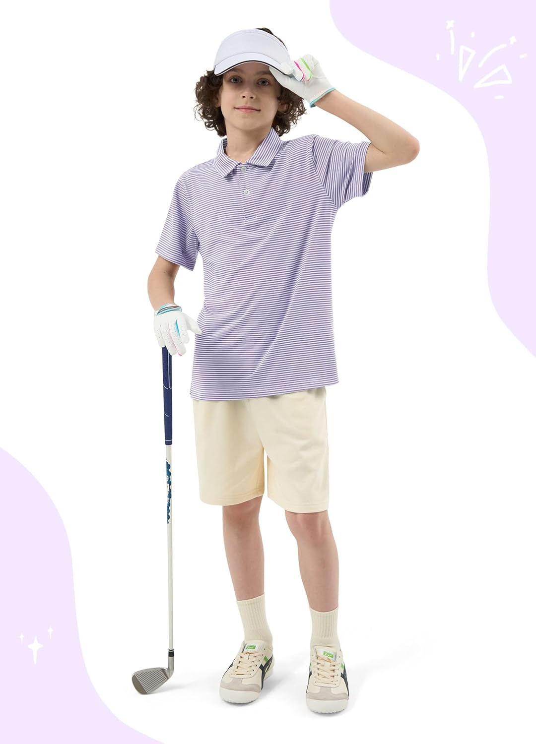 Willit Boys' Polo Shirt Striped Youth Kids Golf Shirts Quick Dry Athletic School Golf Polos Short Sleeve