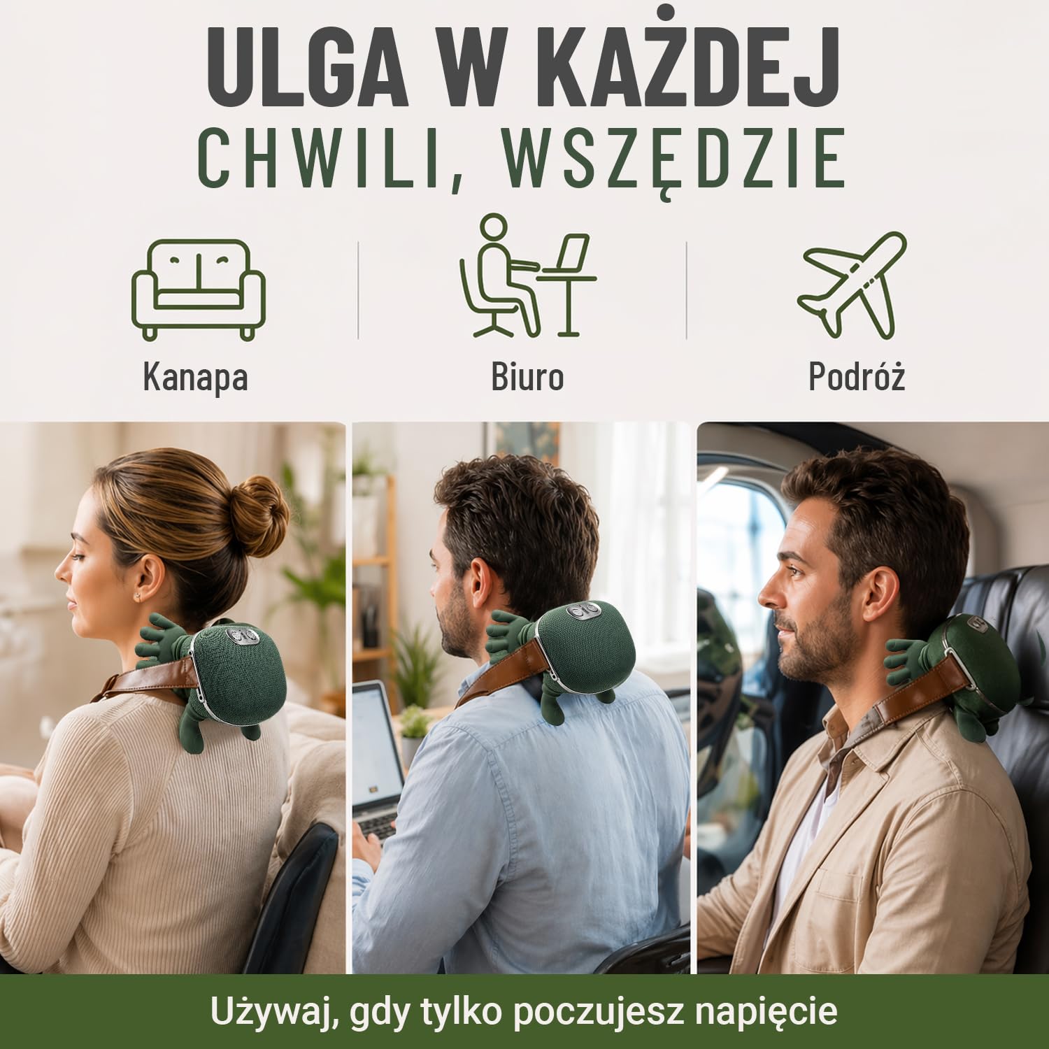 Bezprzewodowy masażer szyi, szyi i szyi, masaż dłoni 4D, 3 poziomy i 2 poziomy temperatury, masaż szyi z ogrzewaniem, prezenty dla rodziny i przyjaciół