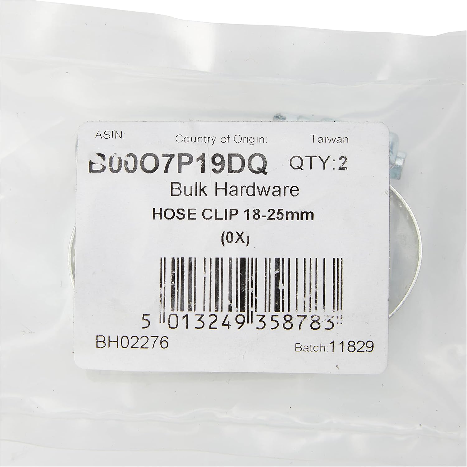 Merriway BH02276 (2 Pcs) Jubilee Pipe Hose Clip Clamp, Size 0X: 18-25mm (3/4 inch to 1 inch) Mild Steel - Pack of 2 Pieces, Grey
