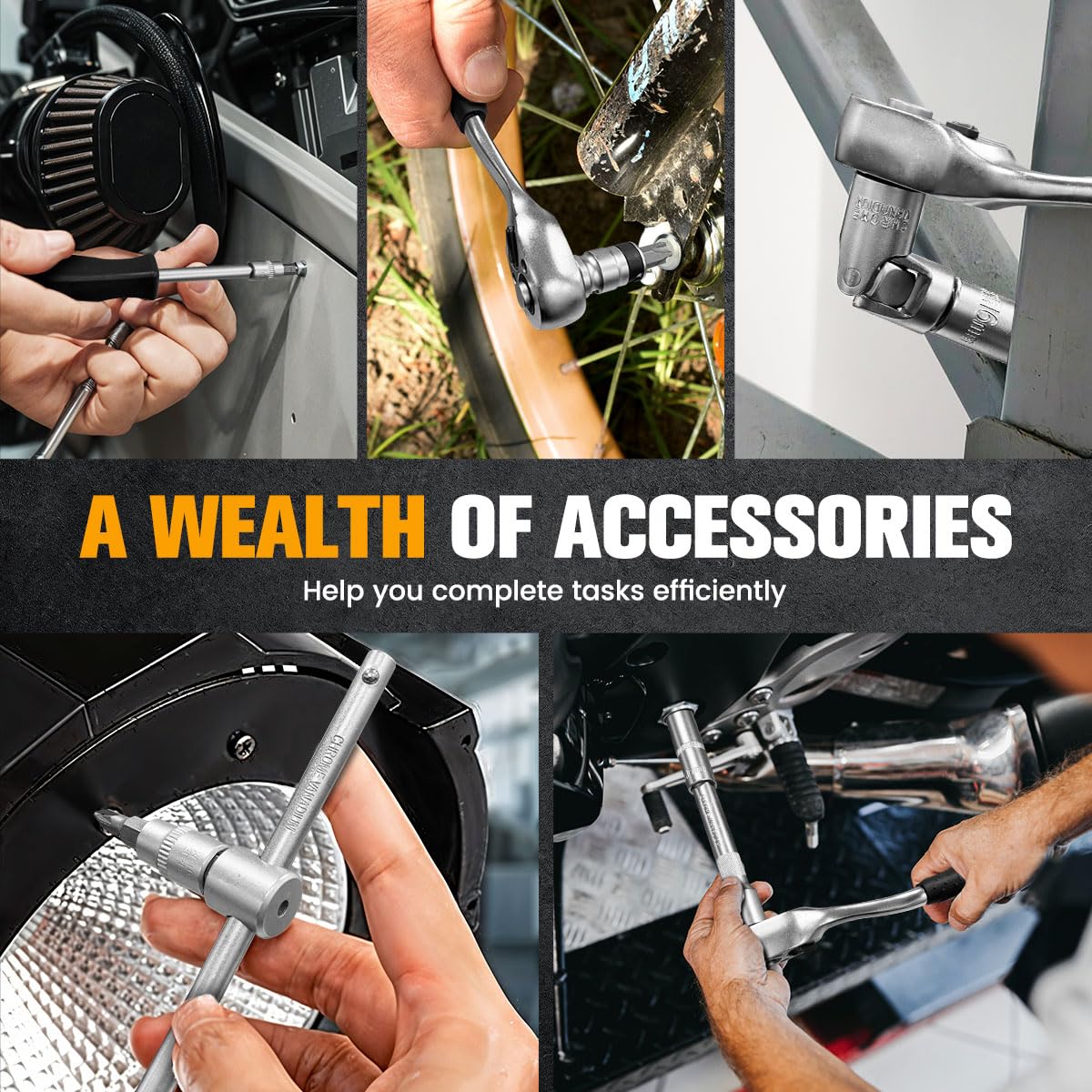 Set di chiavi a bussola da 197 pezzi, 1/4" e 3/8" e 1/2", set di chiavi a bussola metriche con cricchetto a 90 denti, riparazione auto e bici con custodia resistente