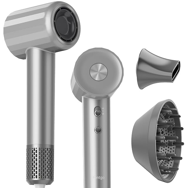 Fentgo Hair Dryer with Diffuser - High-Speed Ionic Low Noise Blow Dryer for Fast Drying 2 Speeds 4