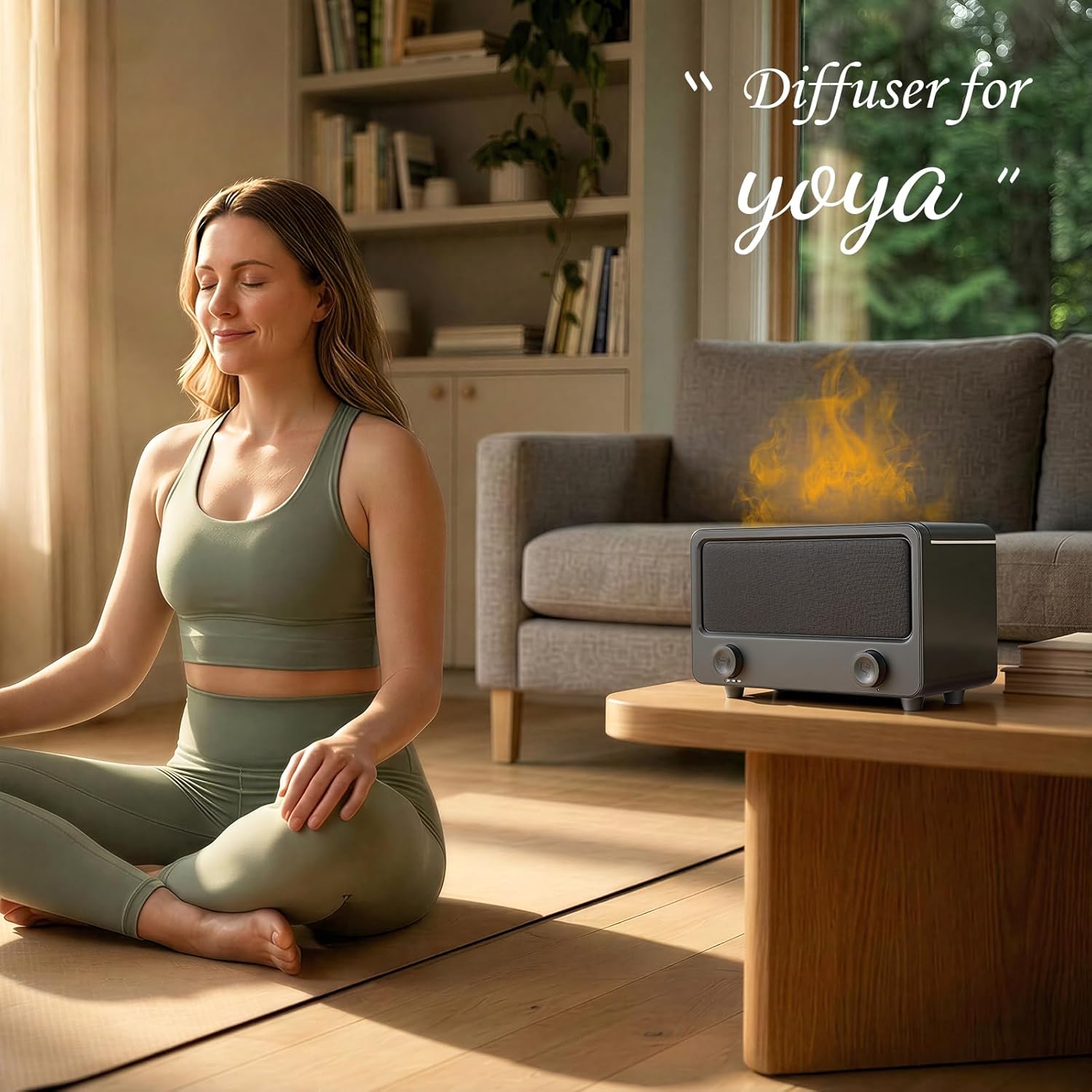 Flame Aromatherapy diffusers for Home,Colorful Fireplace Aroma Diffuser for Bedroom,Flame Oil diffusers for Home Office (Black)