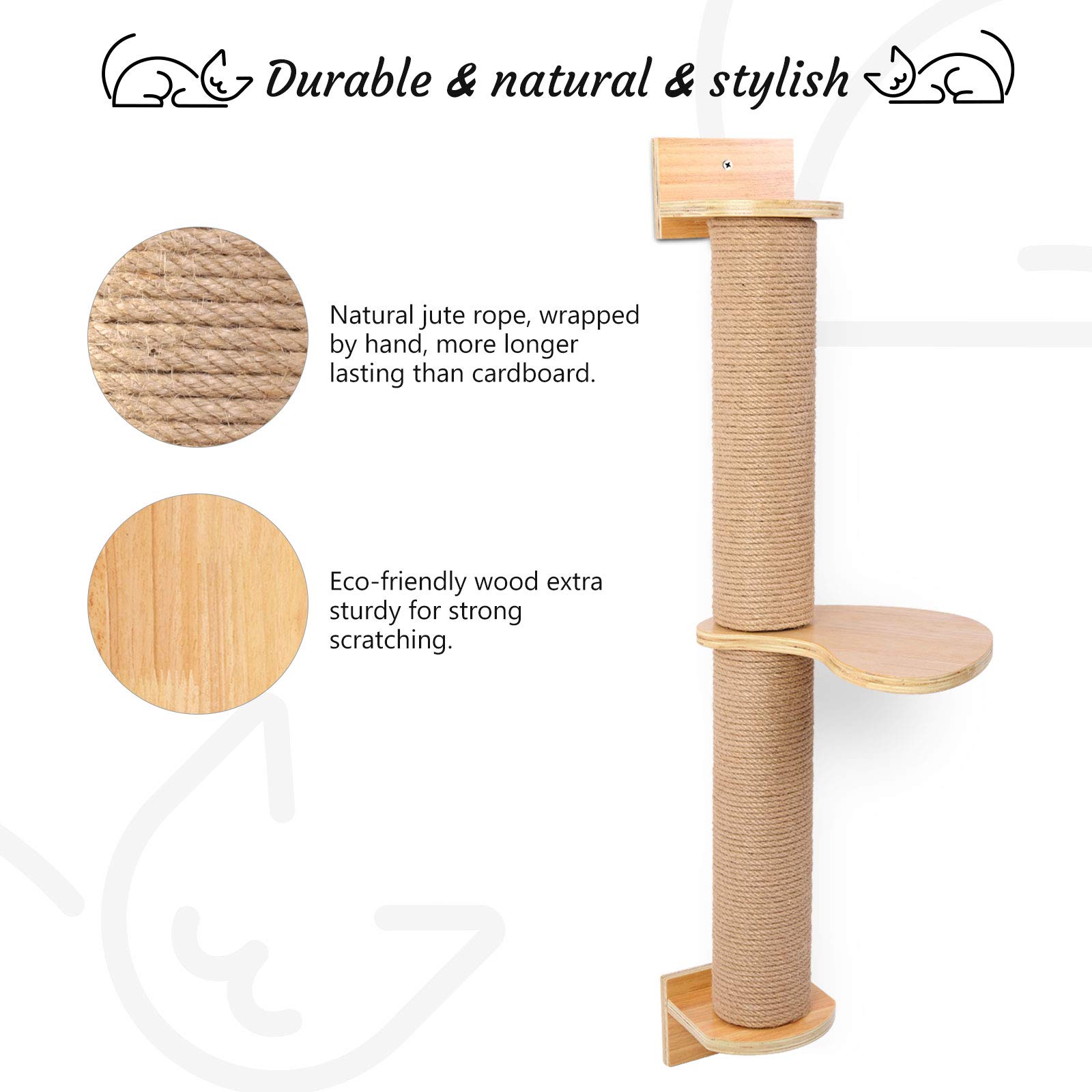 Odoland Cat Activity Tree with Scratching Posts Wall Mounted Cat