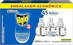 Raid Repelente Eletrico Líquido Refil, Até 45 Noites de Proteção, 3 unidades de 32,9ml