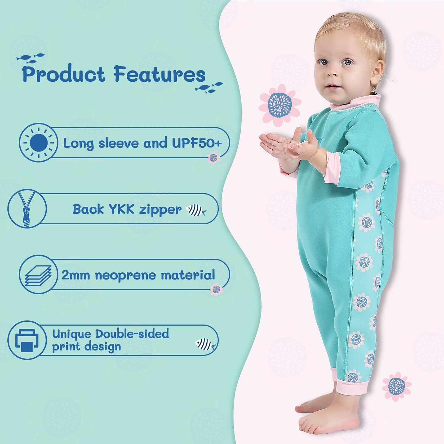 Vofiw Baby Wetsuit for Boys Girls Toddlers 2mm Neoprene Back Zipper Infants Wet Suits Full Swimsuit Keep Warm One Piece Bathing Suit for Swimming : Clothing, Shoes & Jewelry