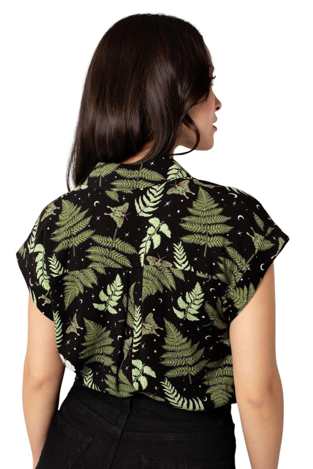 Hell Bunny Gaia Shirt Donna Camicia Maniche Corte verde/nero 100% viscosa Regular