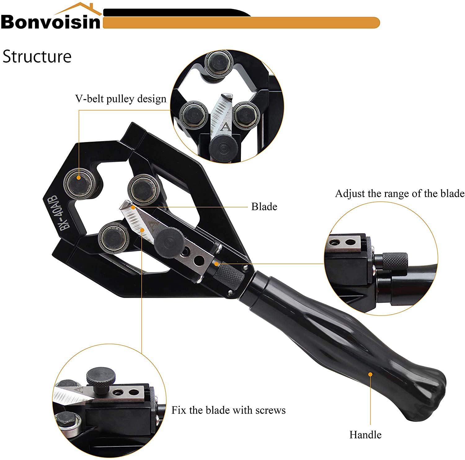 Bonvoisin Pinze spelafili multifunzione per cavi spellafili spelafili per pelare strati isolanti di diametro 20 ~ 40 mm cavi 10kv (lame B + B)