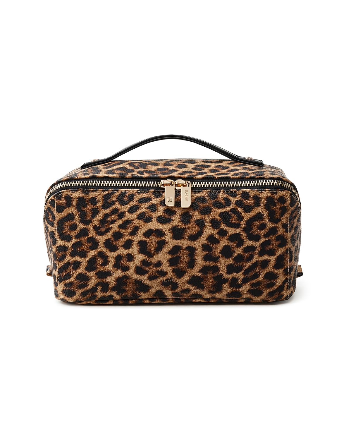 EACHY Travel Makeup Bag for Women, Flat Open Leopard Print Cosmetic Bag