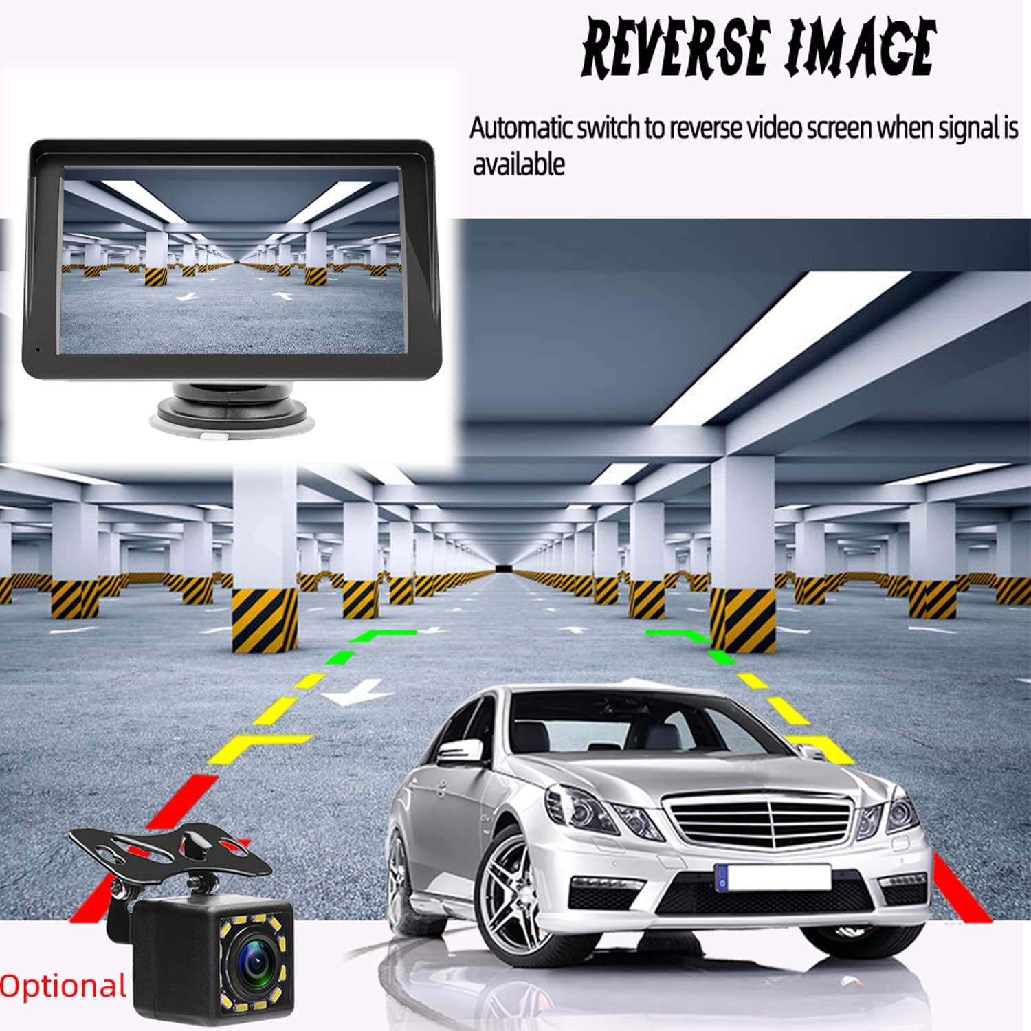 Portatile Monitor per Auto da 7" Wireless Carplay e Android Auto Autoradio con Telecomando Telecamera di Backup Bluetooth Mirrorlink Trasmettitore FM Porta per Scheda AUX/USB/TF