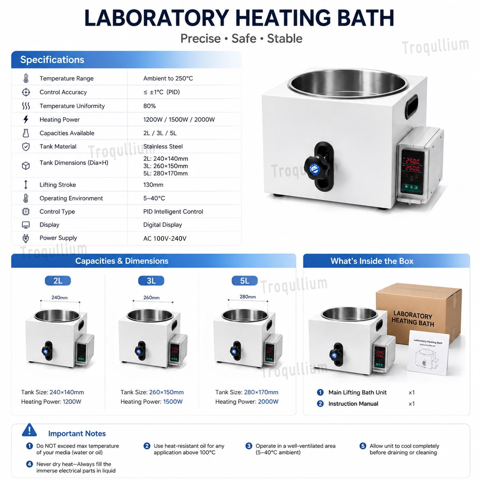 Digitales Wasserbad für Labors, präzise Temperaturregelung, 2L-5L Kapazität, Lift-Typ-Heizung, ideal für wissenschaftliche Forschungsgeräte