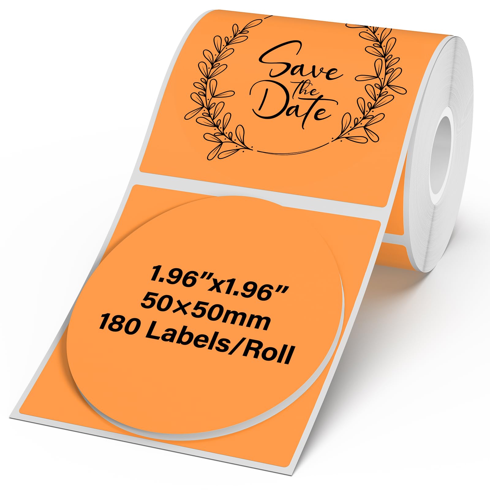 YIKIADA Orange Thermal Labels 2 Inch Circle Vinyl Waterproof Stickers Self-Adhesive Round Decals Compatible with M110/M220 180 PCS