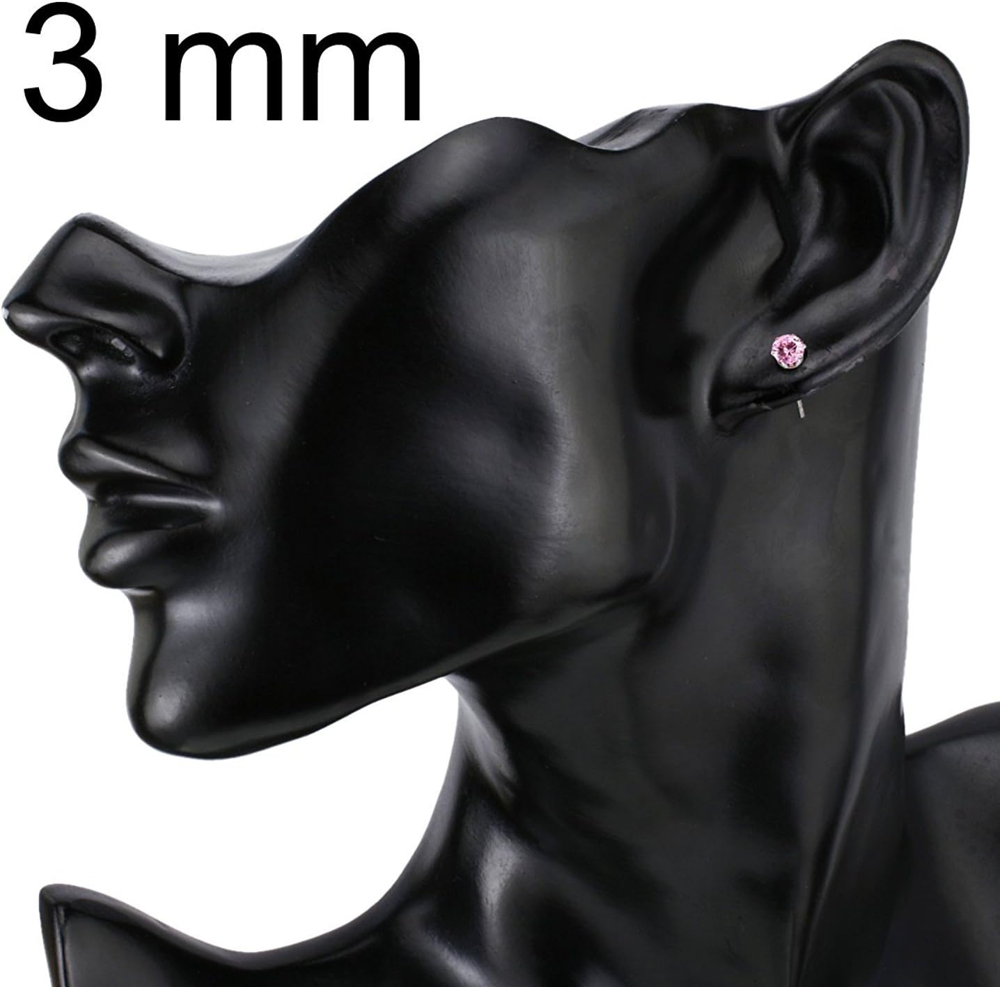 JEWELRIESHOP Earrings for Women Studs Set Stainless Steel CZ Earing Hypoallergenic Multiple Piercing Ear Stud (5 Pairs, 3-7mm Black CZ, Black Post, 6 Prong)