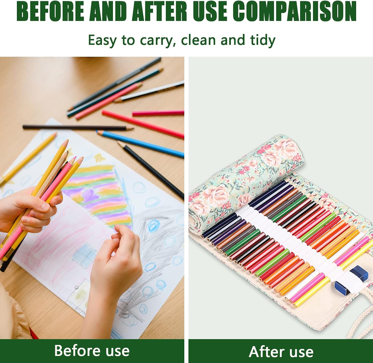 72 Slots Canvas Pencil Roll Wrap, Handmade Roll-Up Canvas Pencil Wrap, Colored Pencils Wrap, for Artists Painting Sketchers - Image 5