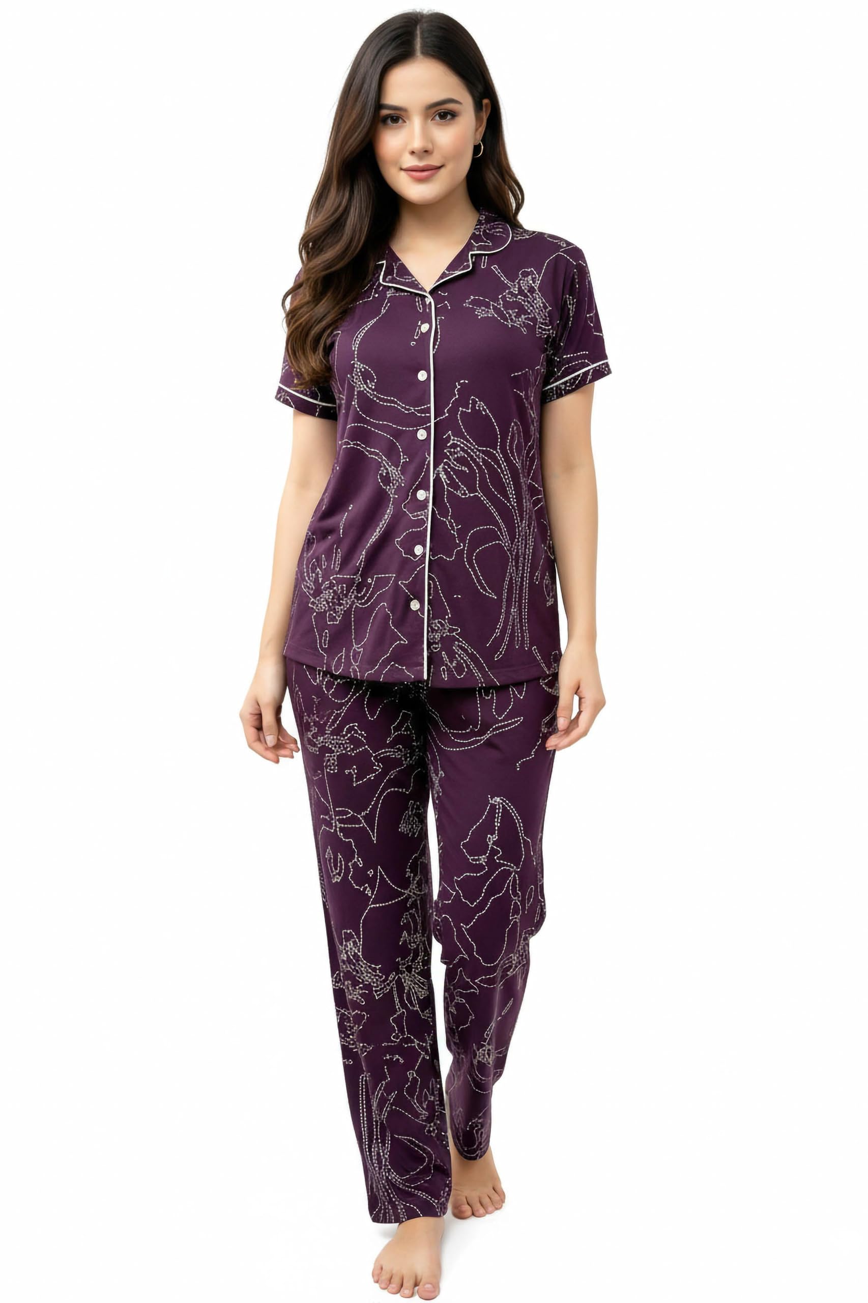 beebelle Night Suit for Women's Printed Cotton Night Dress of Shirt and Pajama-picture-36