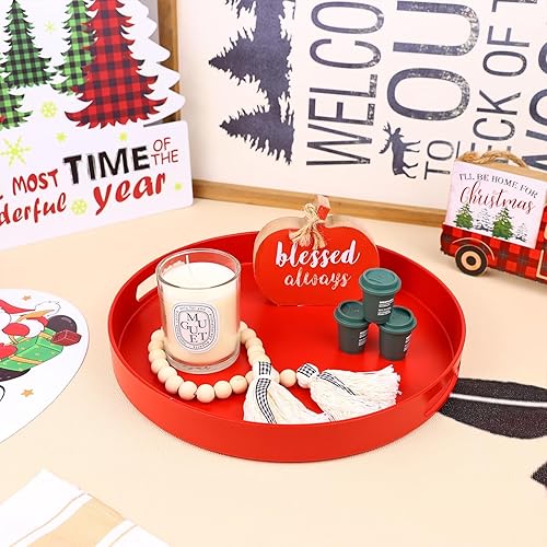 Miniatura 9 de Bandeja blanca para mesa de café, bandeja decorativa rectangular de plástico con asas para entretenimiento, patio al aire libre, sala de estar,