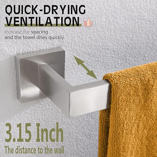 Vista 3 de KOKOSIRI Toallero individual de 36 pulgadas, soporte para toallas de cocina de baño, toallero de acero inoxidable SUS304 montado en la pared, níquel