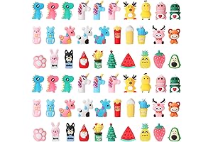 60 Pcs Pencil Eraser Toppers Animal, Cute 3D Pencil Toppers for Kids
