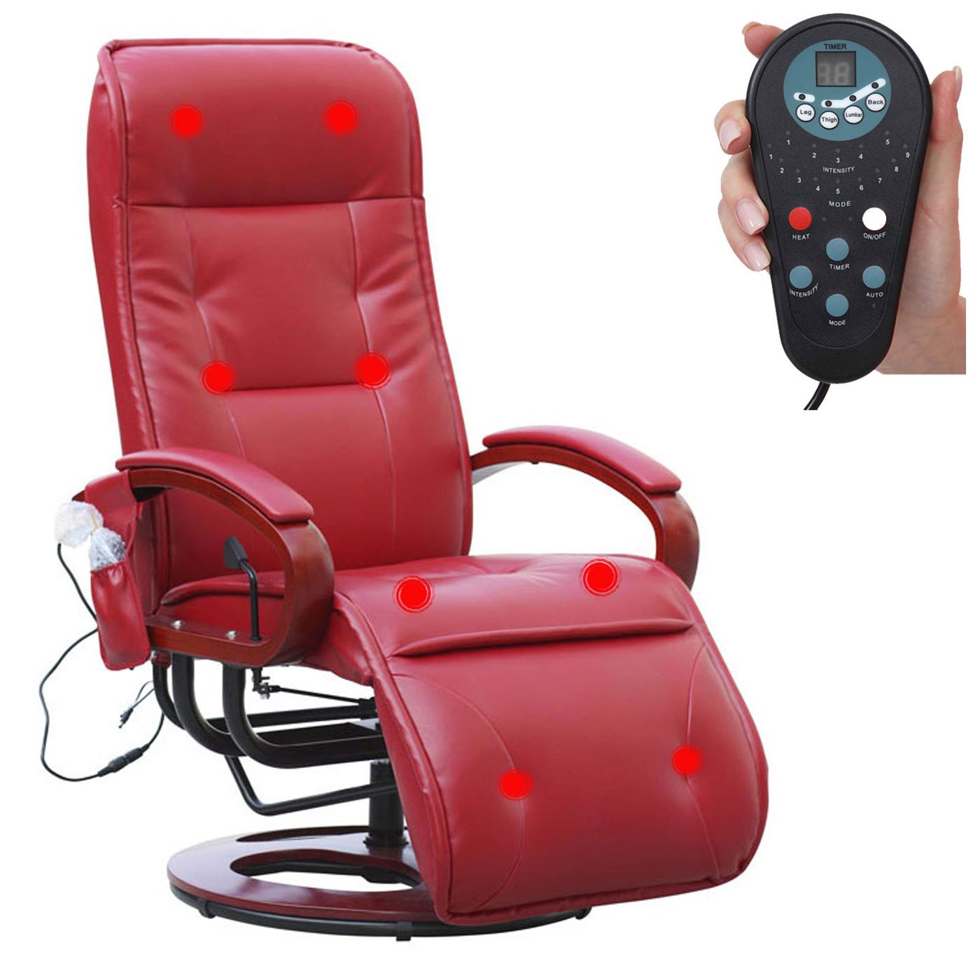 Mendler Relaxliege Arles II - Leder, rot