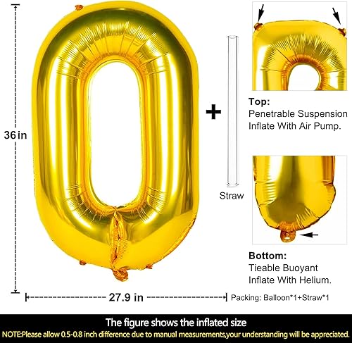 Miniatura 33 de Lovoir Globos dorados grandes de 40 pulgadas con la letra I de gran tamaño, globo de helio de aluminio de Mylar para fiestas de cumpleaños, Letra