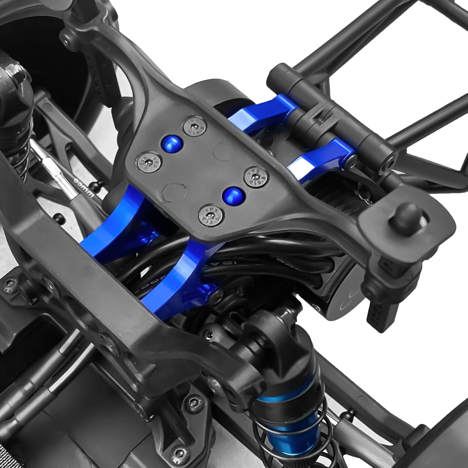 2PCS Aluminum RC Rear Body 1/10th RC Crawler Car CNC Machined Alloy Rear Body Support Brace for Team Associated DR10 1/10 RC Race Car Upgrades (Blue)