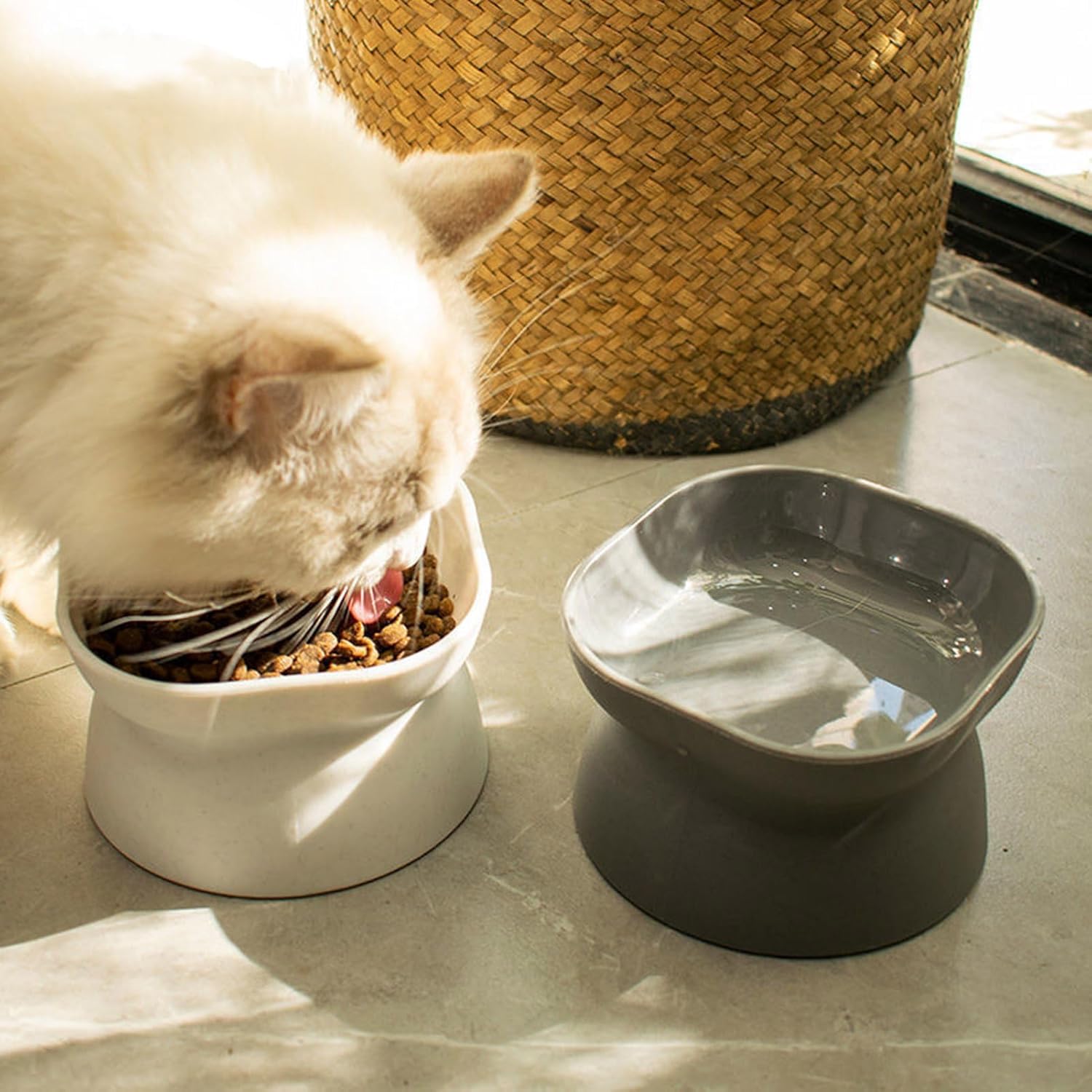 PetVogue Pet Food Water Bowl, Tilt Design Elevated Feeder Bowl with Raised Stand Double Sided Available Pet Feeder Bowls for Cats, Puppy, Bunny, Small Sized Pets Indoor 2