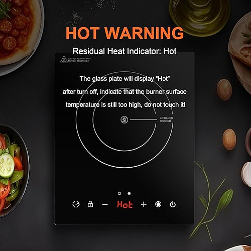 Miniatura 8 de Diseño de doble bobina de cocina eléctrica de un solo quemador, placa caliente de cerámica infrarroja de 1800 W para cocinar, encimera portátil o