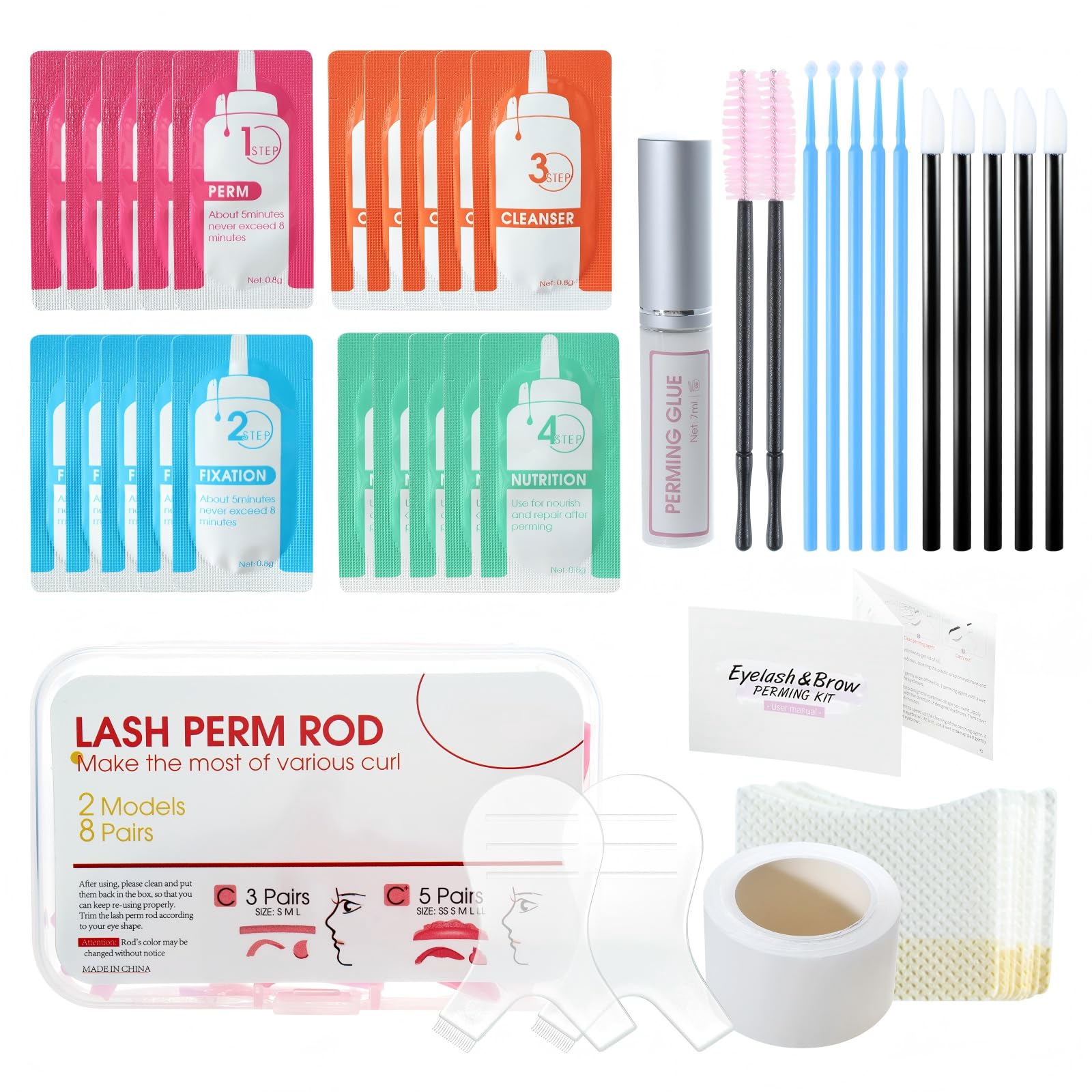 Wimpernlifting Set, Profi Lash Lifting Set für langanhaltenden Schwung, Wimpernwelle Set mit Keratin & Pflege, DIY Wimpern Laminierung Kit für zuhause, Sanfte Formel für alle Augenformen, 5-8 Anw.