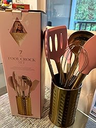 Amazon.com: Paris Hilton Kitchen Set Tool Crock with Silicone Cooking ...