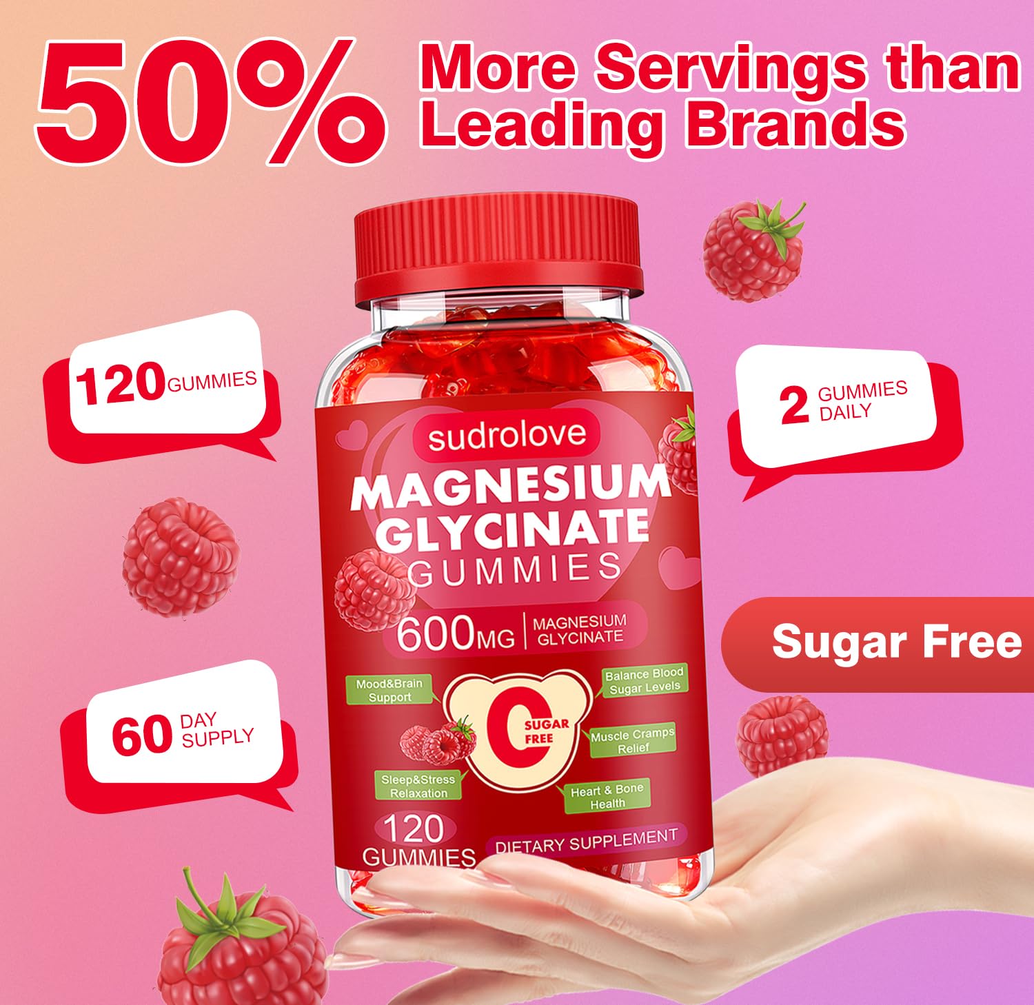 Magnesium Glycinate Gummies 600mg per Serving, 120 Count — Amazon image 6