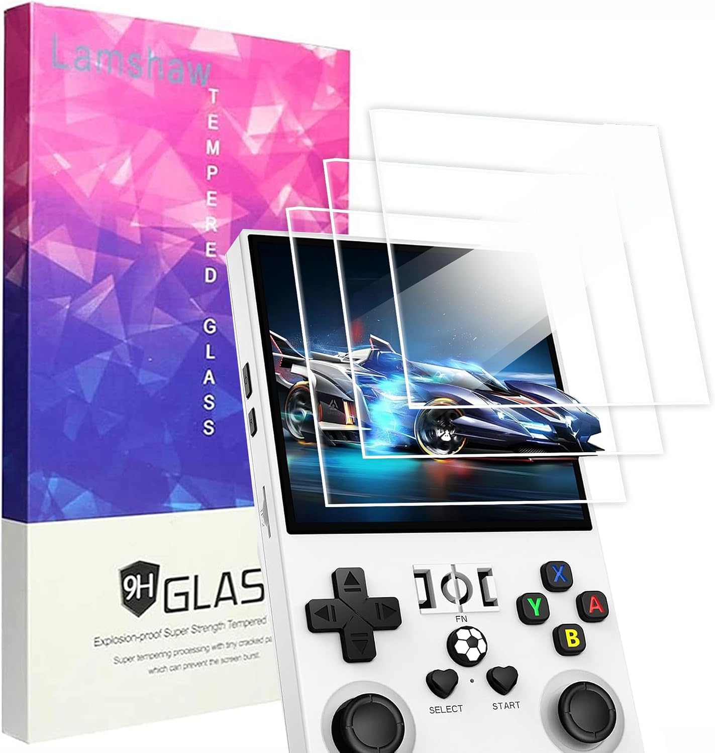 Lamshaw R36MAX Retro Game Screen Protector, [3 Pack] 9H Tempered Glass Screen Protector Film Compatible for R36MAX, R36 Max, R36 Pro Retro Handheld Game Console (3 Pack, for R36MAX)