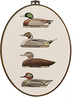 dvhdajed Vintage Mallard Duck Oval Wall Art Decor,Mallard Duck Framed Canvas Art,Retro Cottagecore Ducks Decorations,Retro Ducks Hunting Oval Wall Hanging Decor for Nursery Bedroom,8.7x11.3 Inch